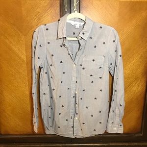 Cat Print Button Blouse